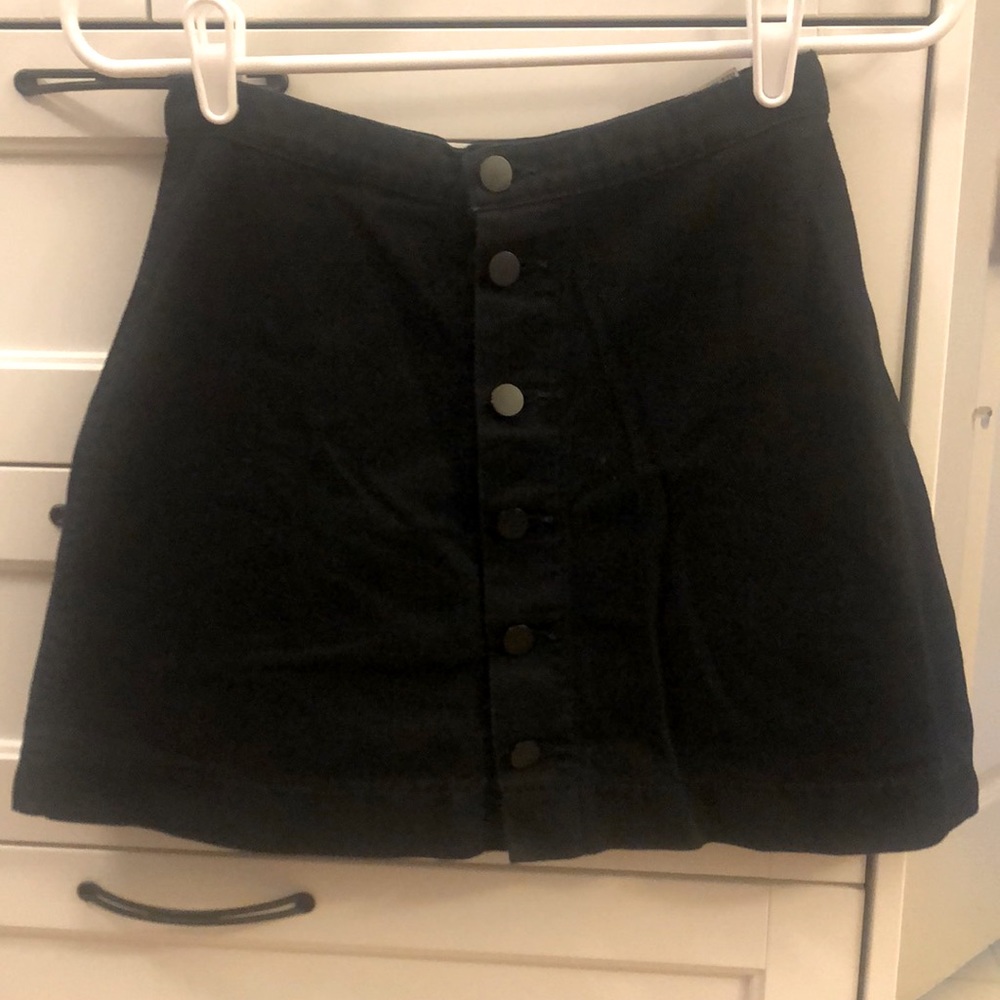 American Apparel black denim button up circle skirt